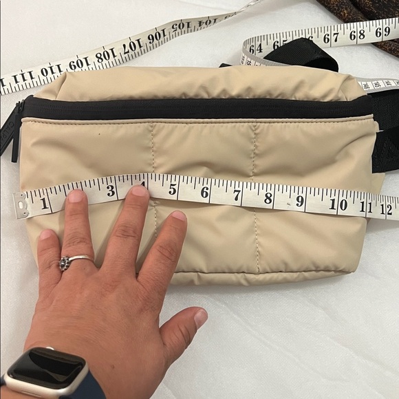 CALPAK Luka Belt Bag in Oatmeal | Puffy Crossbody Sling - Picture 11 of 12